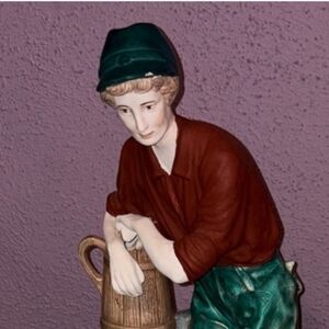 Vintage Royal Dux PEASANT BOY ,Rep: at the well Sculpture  (choice)
